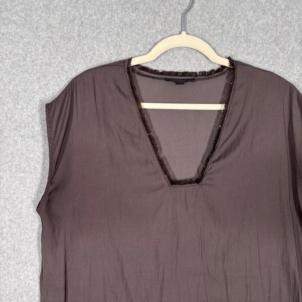 Grade Gather Blouse Large Fringe Festival Lagenlook Coastal Boxy Neutral Minimal - Picture 2 of 11